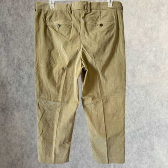 Lands’ End Mens Corduroy Pants Size 37 Beige Flat Front Relaxed Fit Straight Leg - Picture 4 of 15